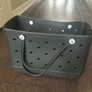 Black EVA beach bag with charm holes